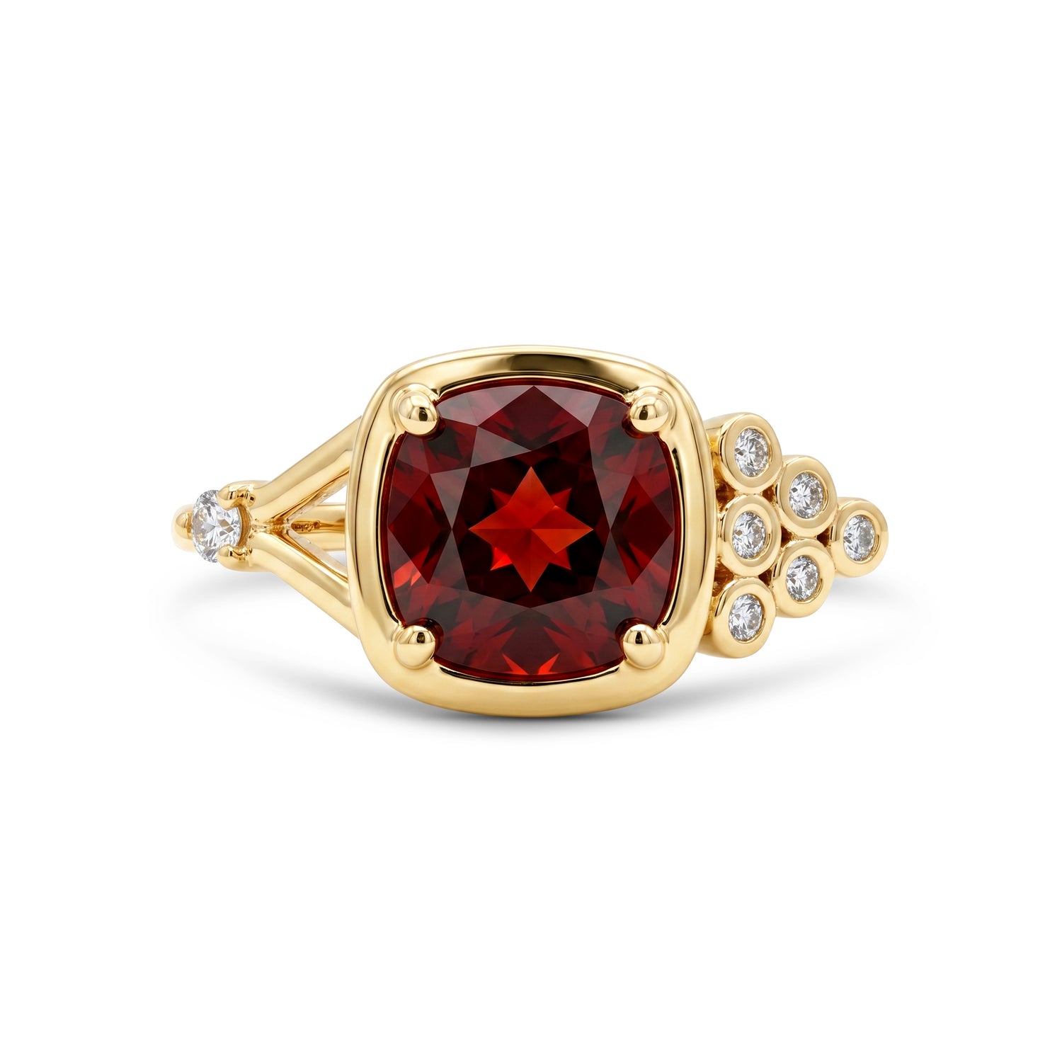 Fire & Ice 10k Gold Asymmetrical Garnet & Diamond Ring