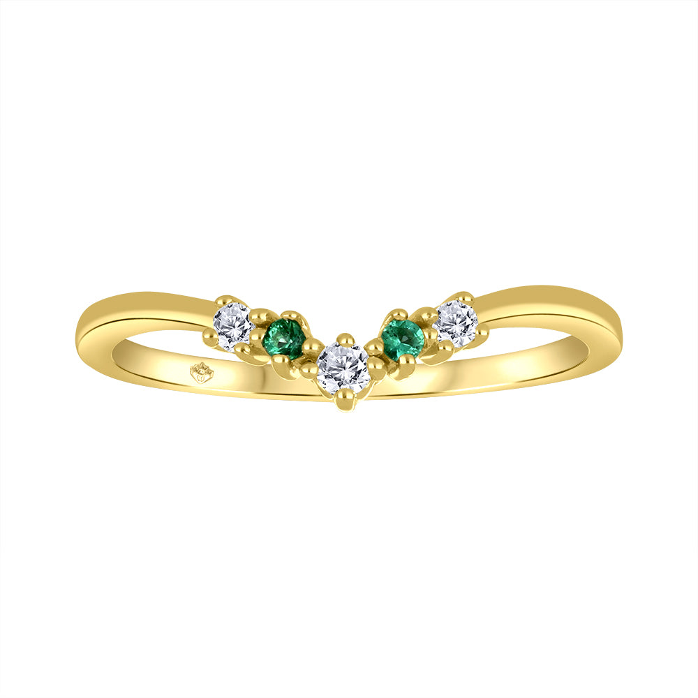 "Fire and Ice" 10k yellow gold Emerald ring