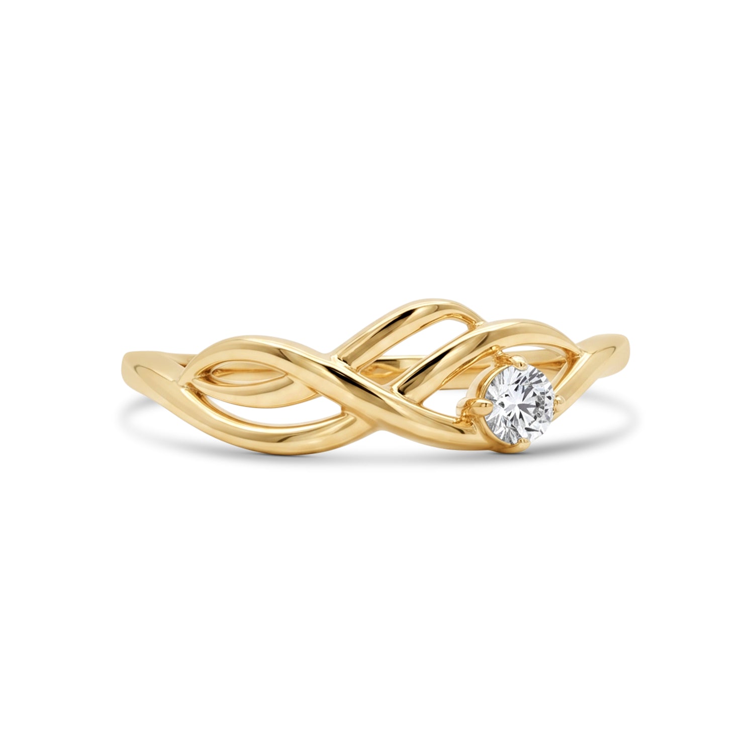 Fire & Ice 10k Gold Wavy Openwork Diamond Ring