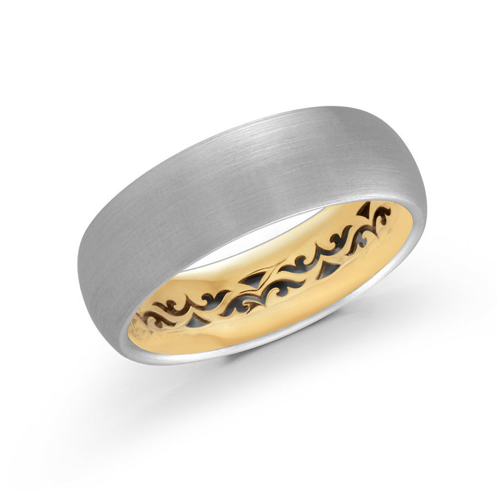 Mardini Precision - Carved and Satin 7MM Gold Ring