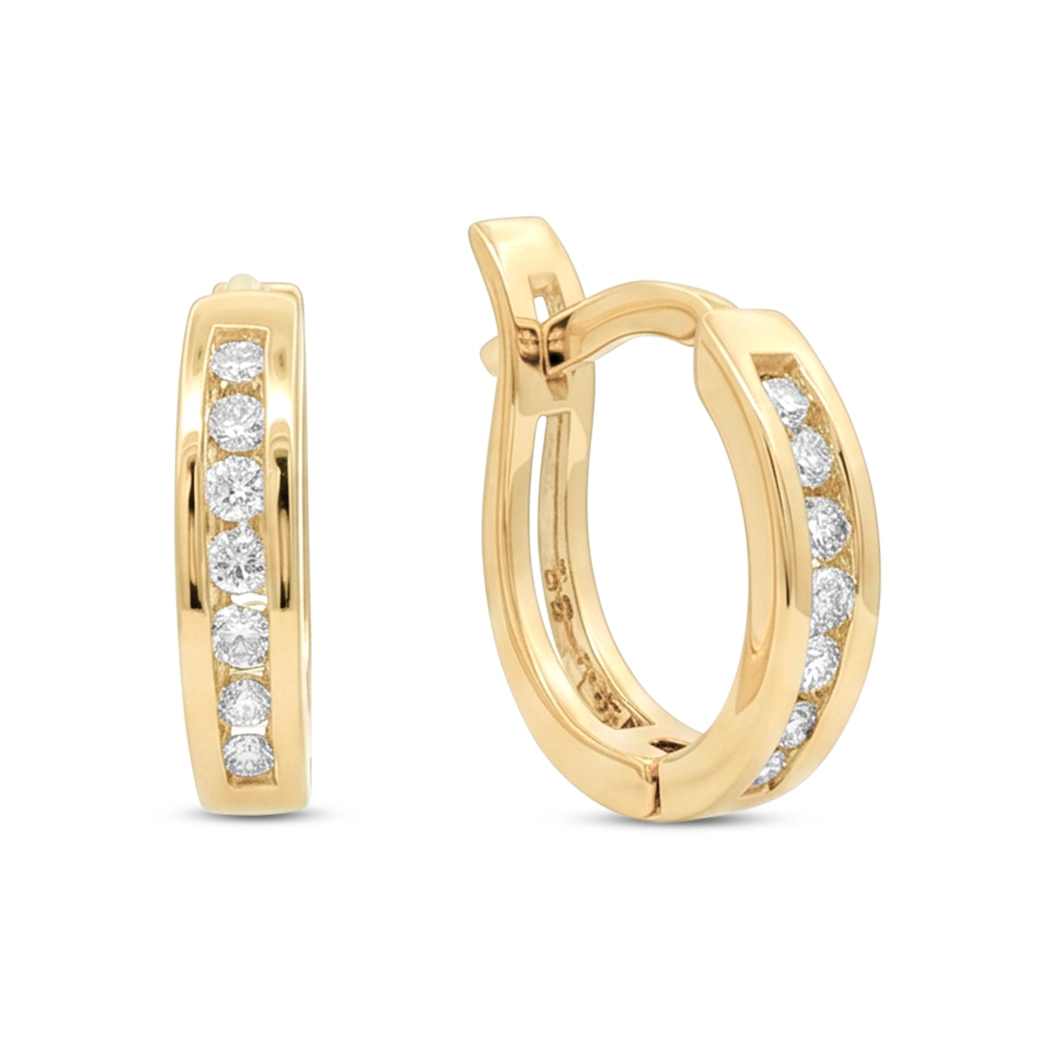 10k Yellow Gold 0.10tdw Small Diamond Hoop Earrings