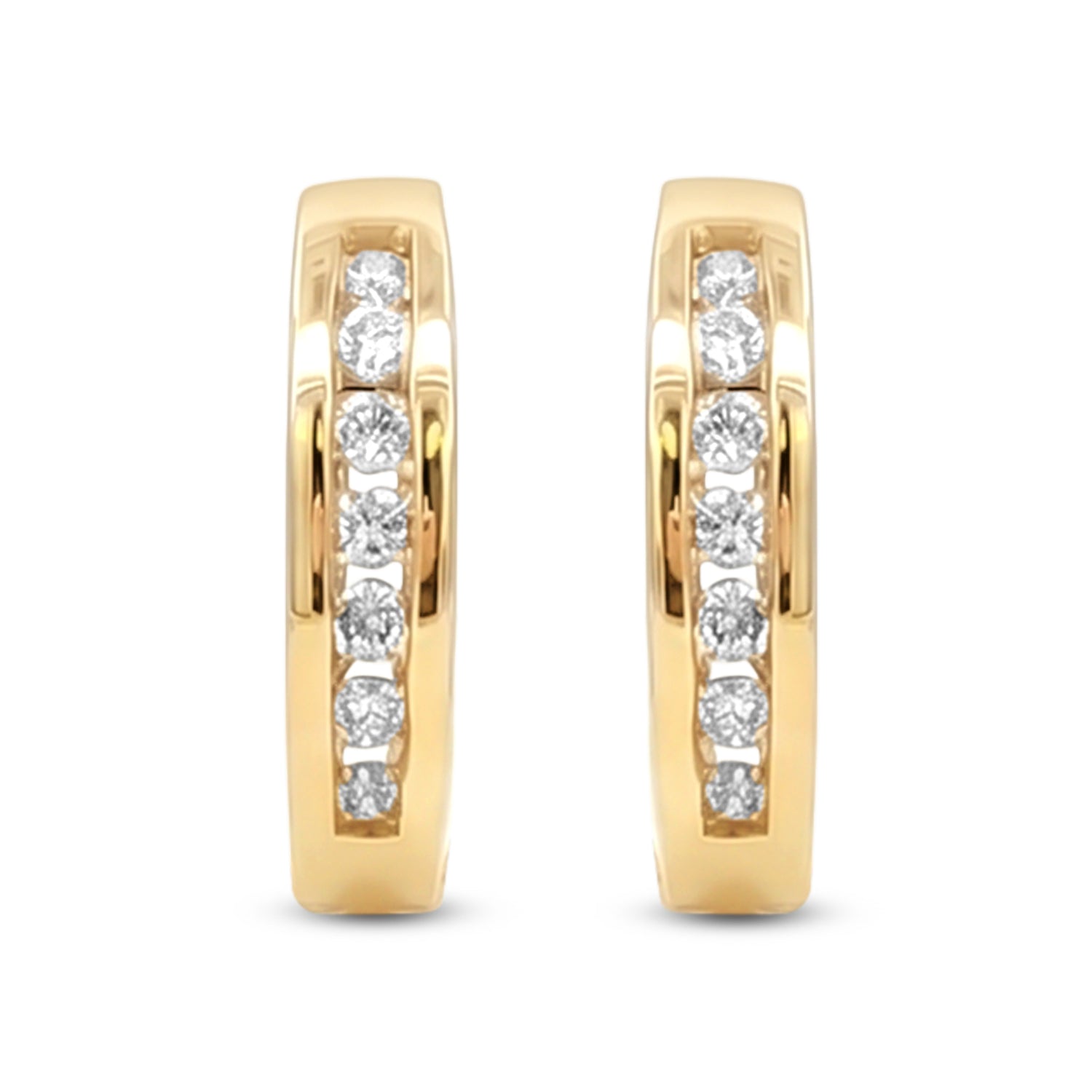 10k Yellow Gold 0.10tdw Small Diamond Hoop Earrings