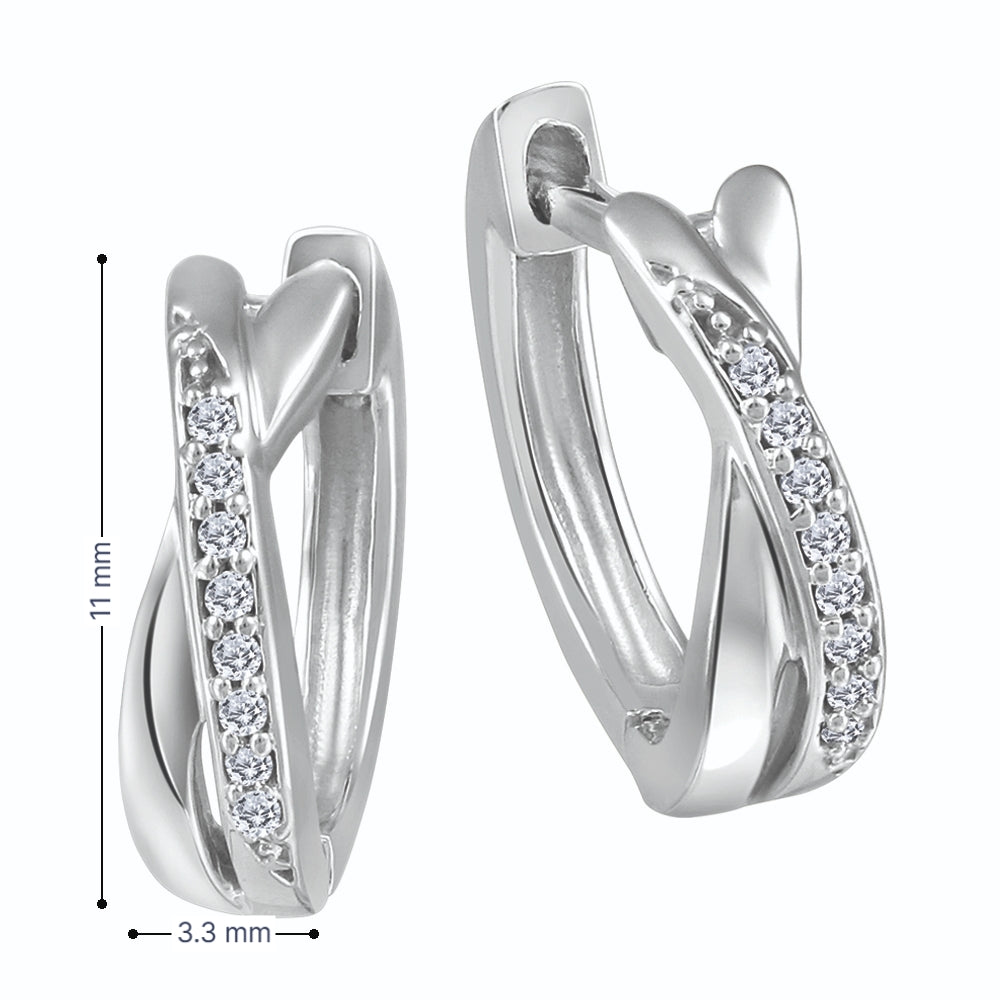 10K Diamond Cross Over Earrings, 0.05TDW