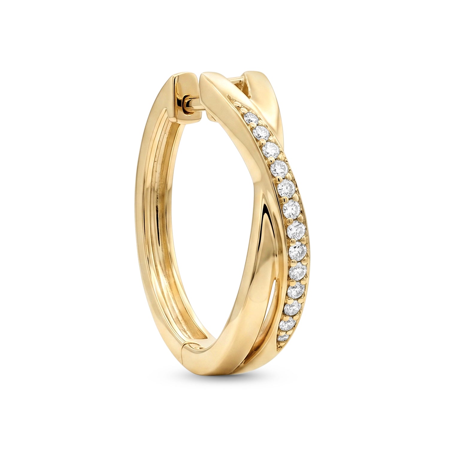 10k Yellow Gold 0.15tcw Diamond Crossover Hoop Earrings