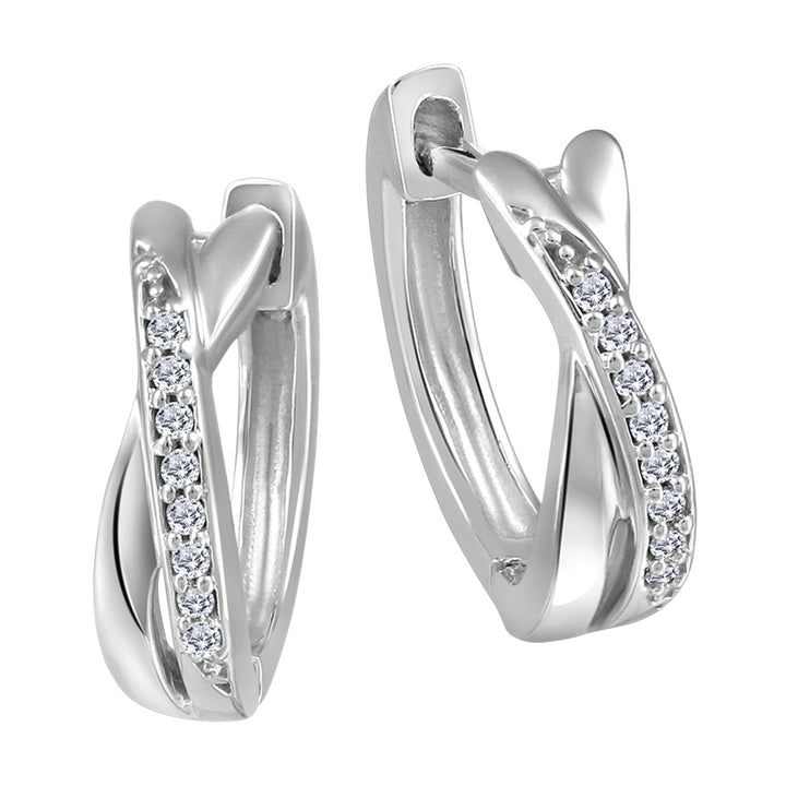 10K Diamond Cross Over Earrings, 0.05TDW