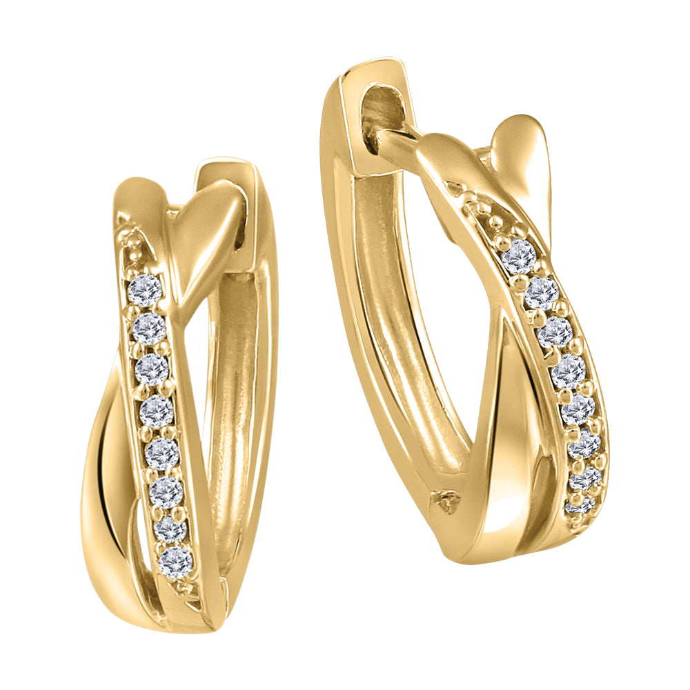 10K Diamond Cross Over Earrings, 0.05TDW
