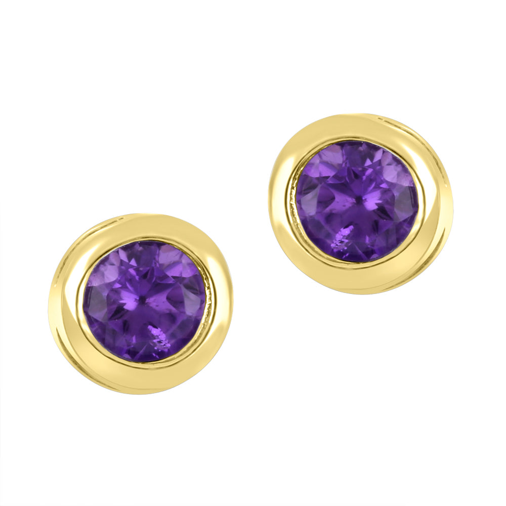 FINAL SALE - 10K Bezel Set Birthstone Earrings - February