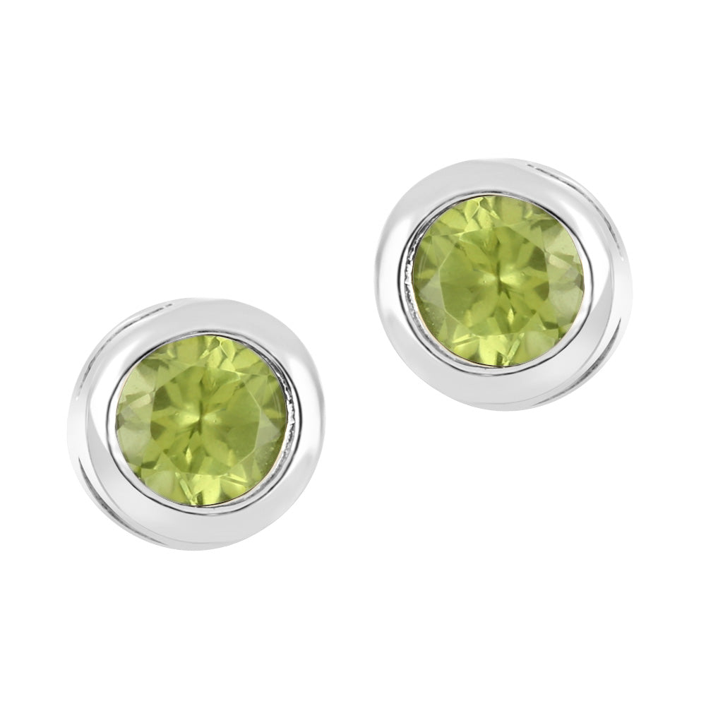 10K Bezel Set Birthstone Earrings - August
