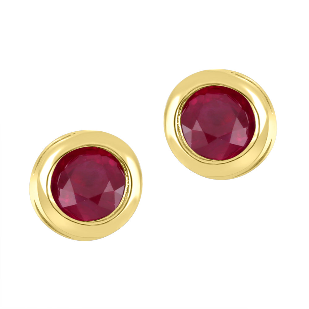 10K Bezel Set Birthstone Earrings - July
