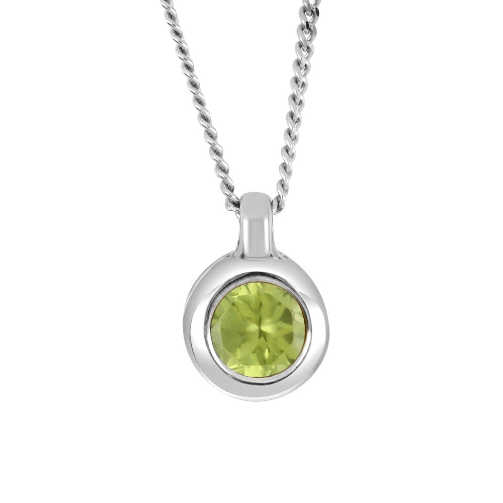 10K Bezel Set Birthstone Pendant - August