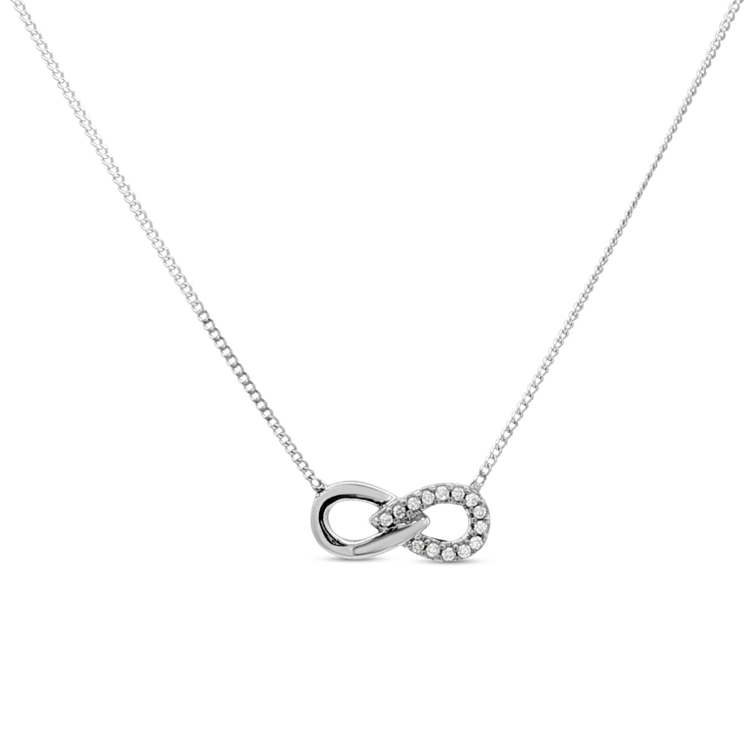 10k White Gold 0.04tdw Diamond Accent Infinity Necklace