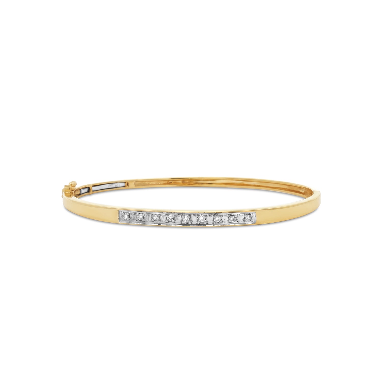 10k Yellow Gold 0.09tdw Diamond Accent Oval Bangle Bracelet