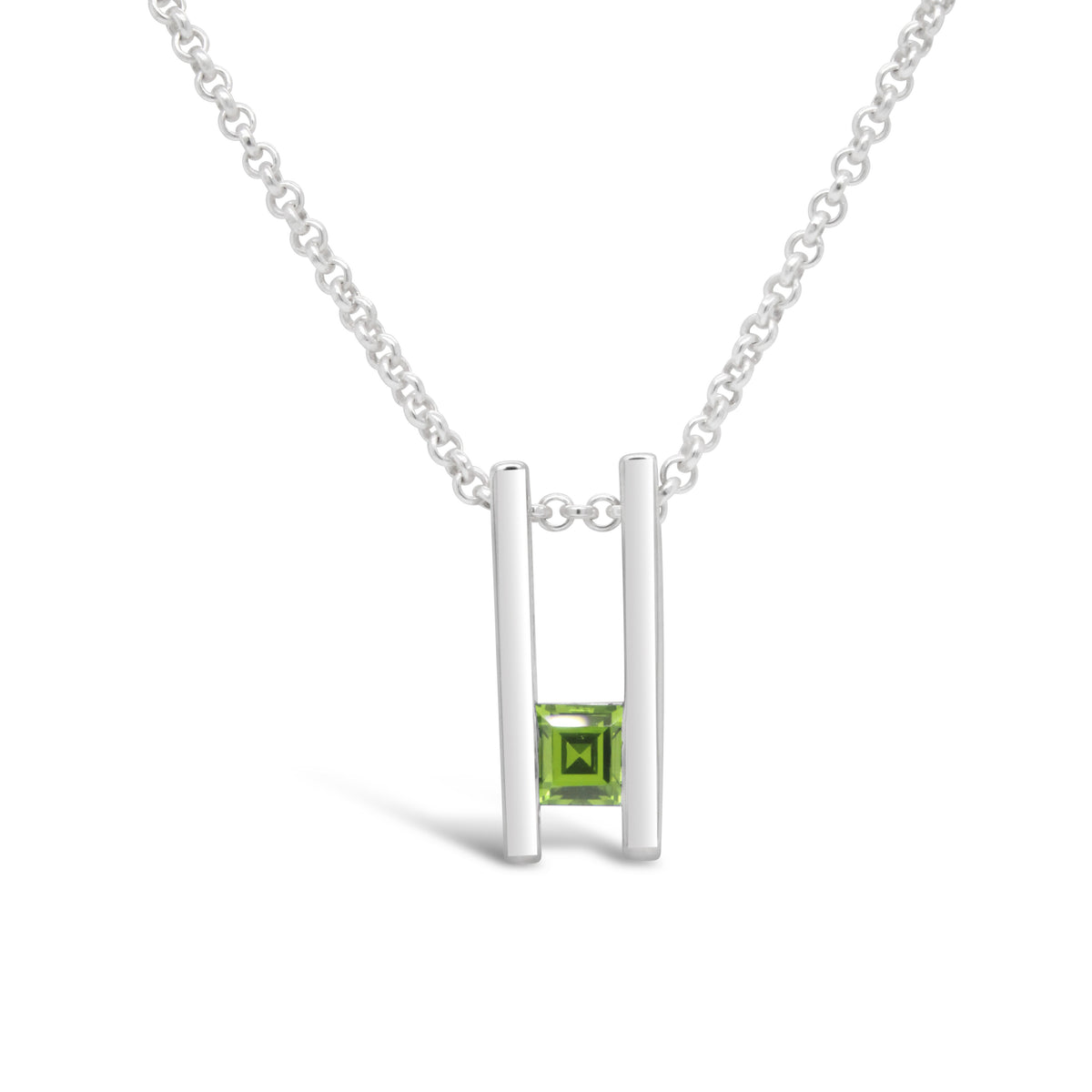 Double Bar Birthstone Pendant, August