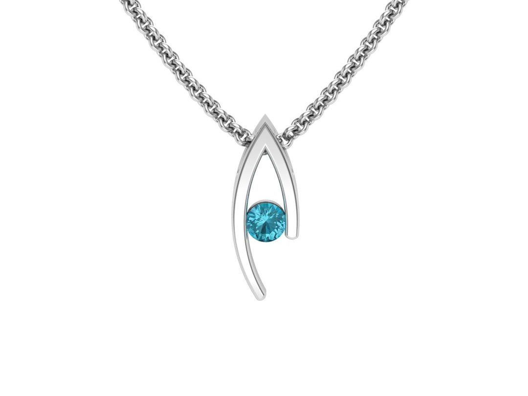 Double Curve Birthstone Pendant, December