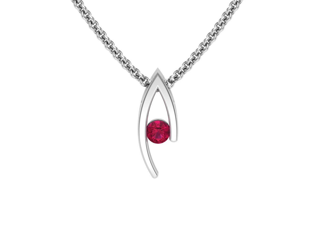 Double Curve Birthstone Pendant, July