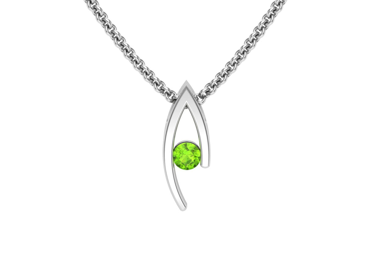 Double Curve Birthstone Pendant, August