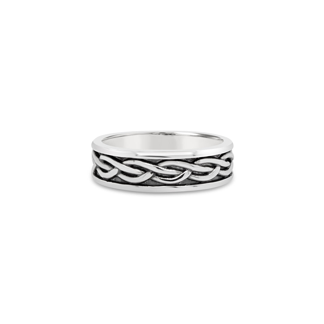 Sterling Silver Patterned band, Size 7.5