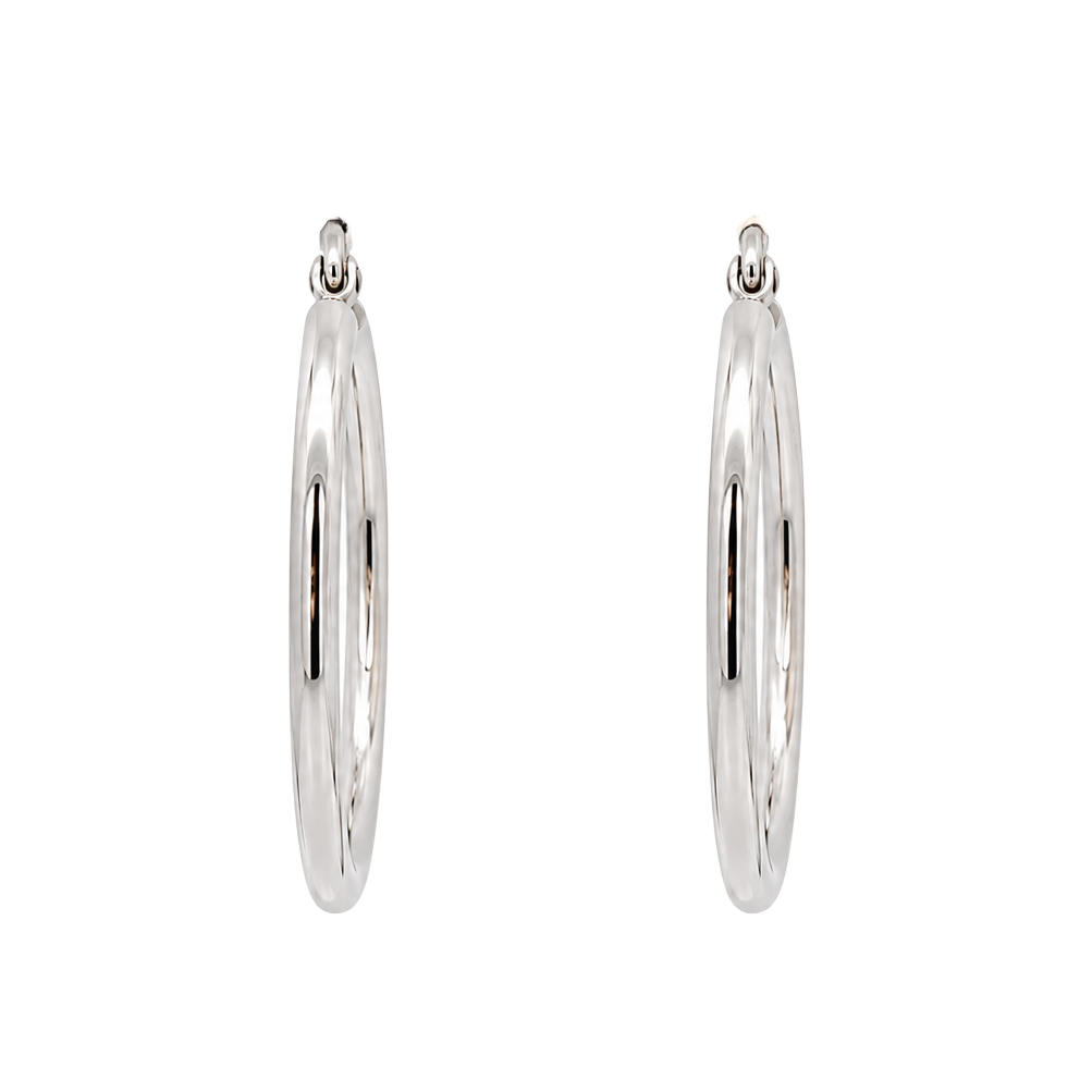 10K White Gold Hoop Earrings