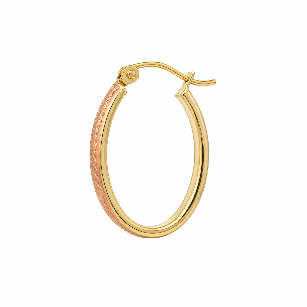 14K Two-Tone Gold Textured Starburst Hoop Earrings