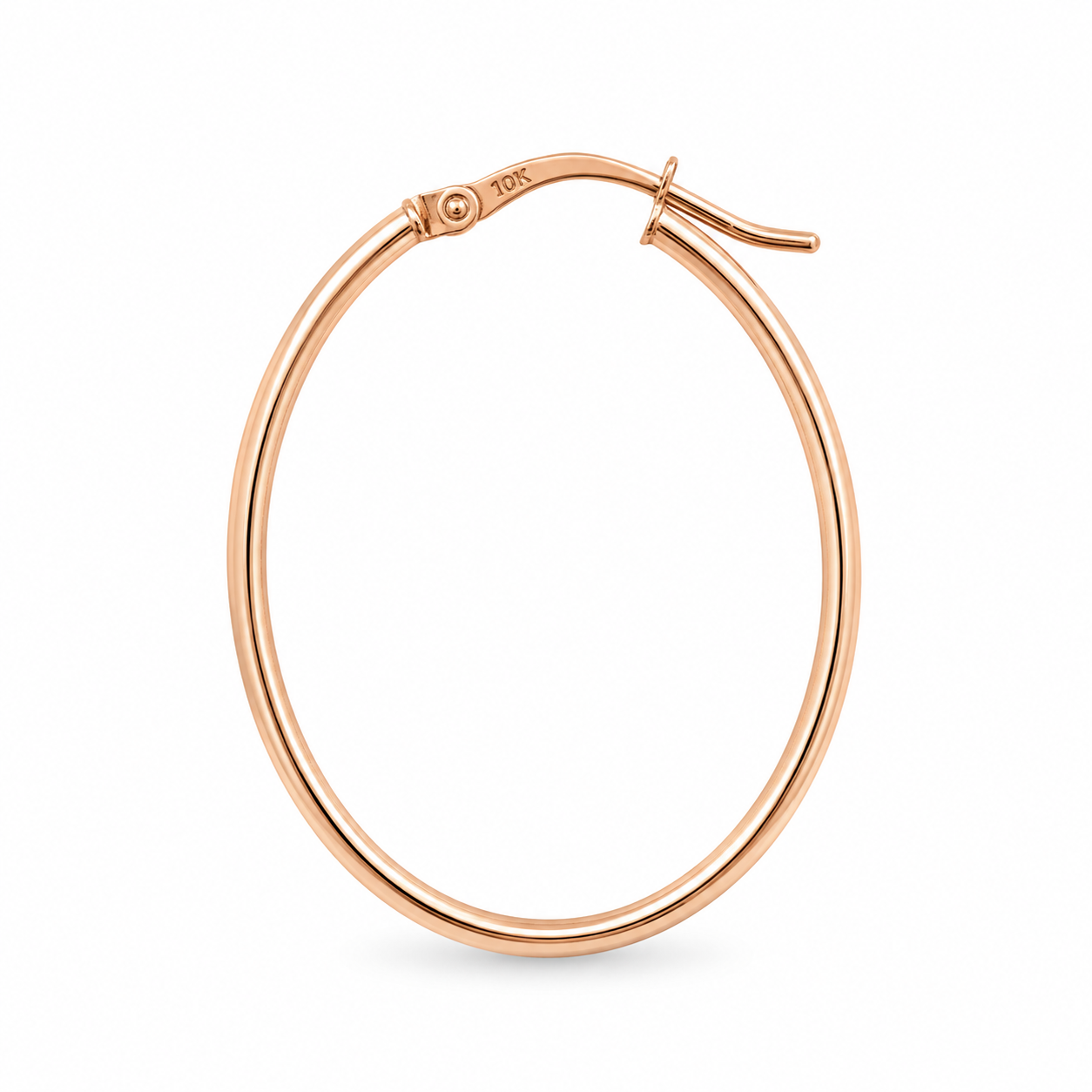 10K Rose Gold 35MM Oval Hoop Earrings