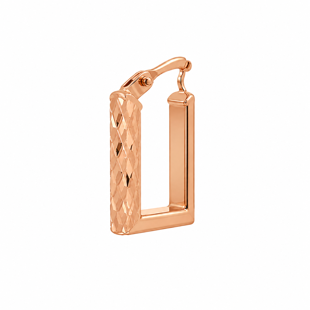 14K Diamond-Cut Rose Gold Huggie Hoop Earrings
