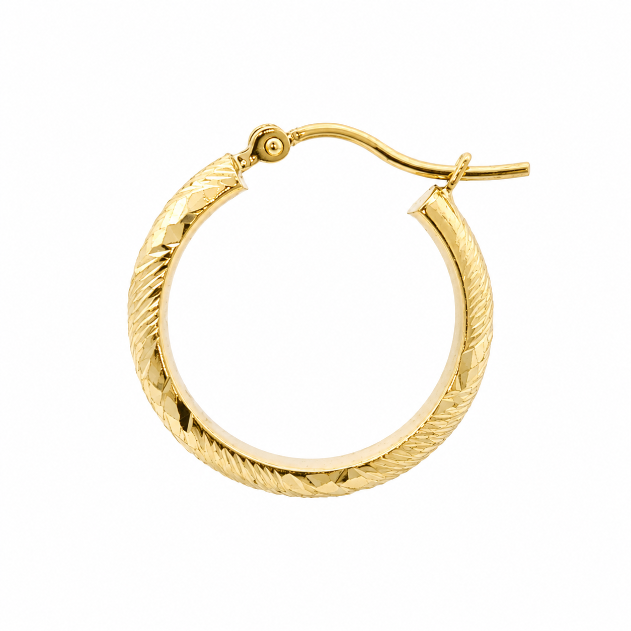 14K Textured Yellow Gold Hoop Earrings