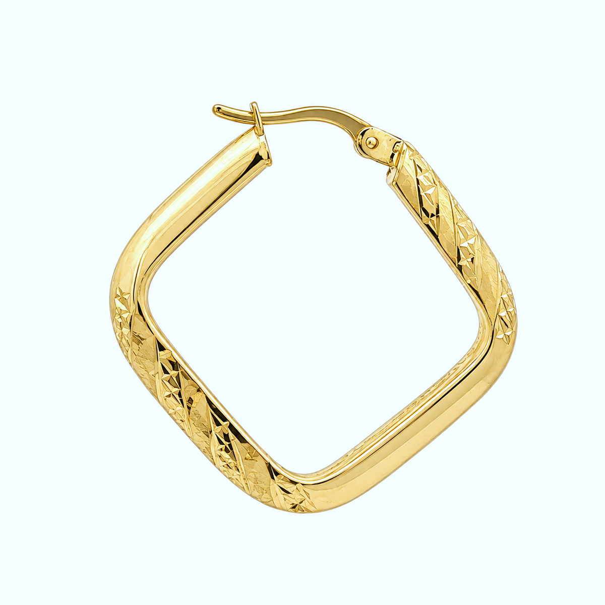 10K Diamond-Cut Square Hoop Earrings in Yellow Gold