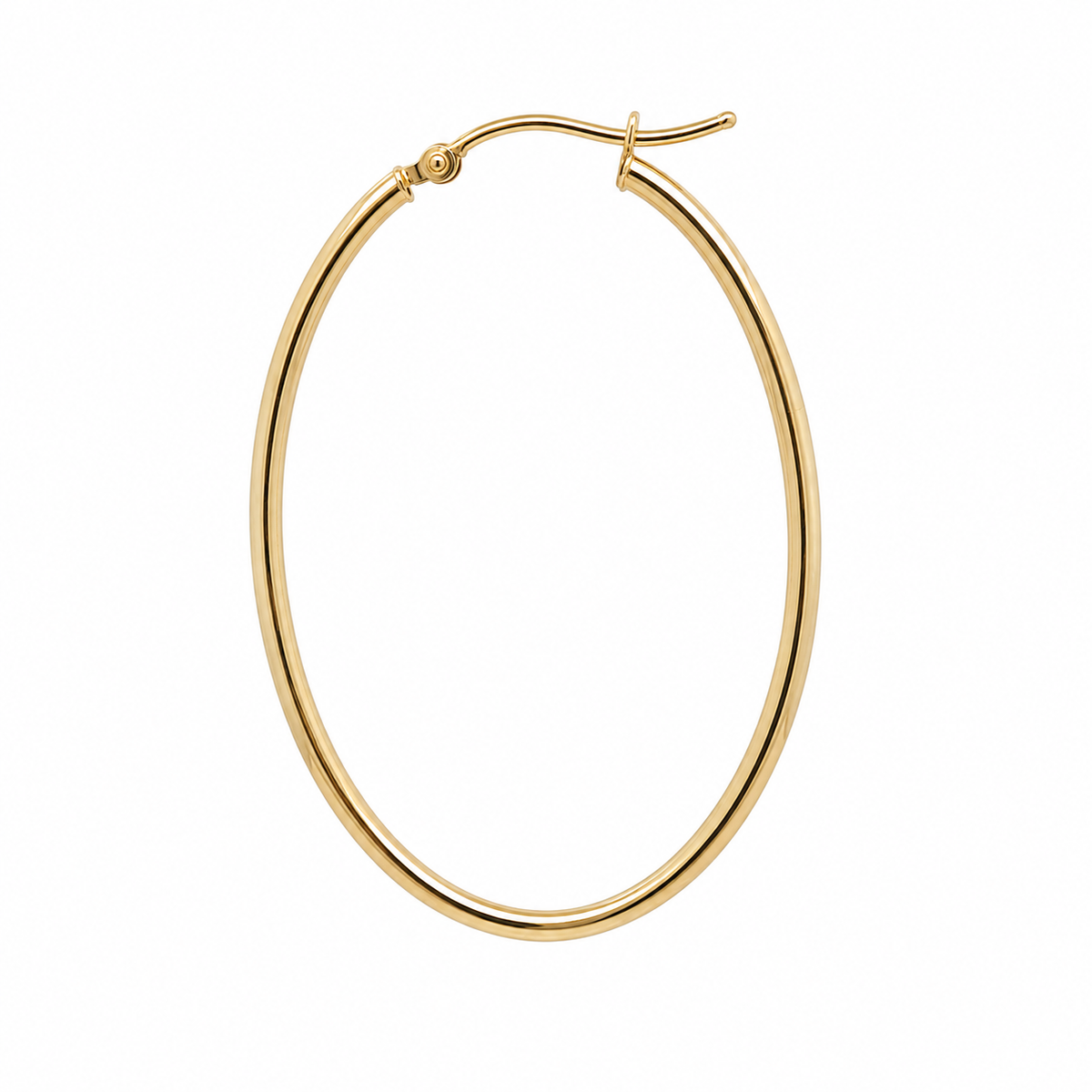 10K Yellow Gold Simple Large Oval Hoop Earrings