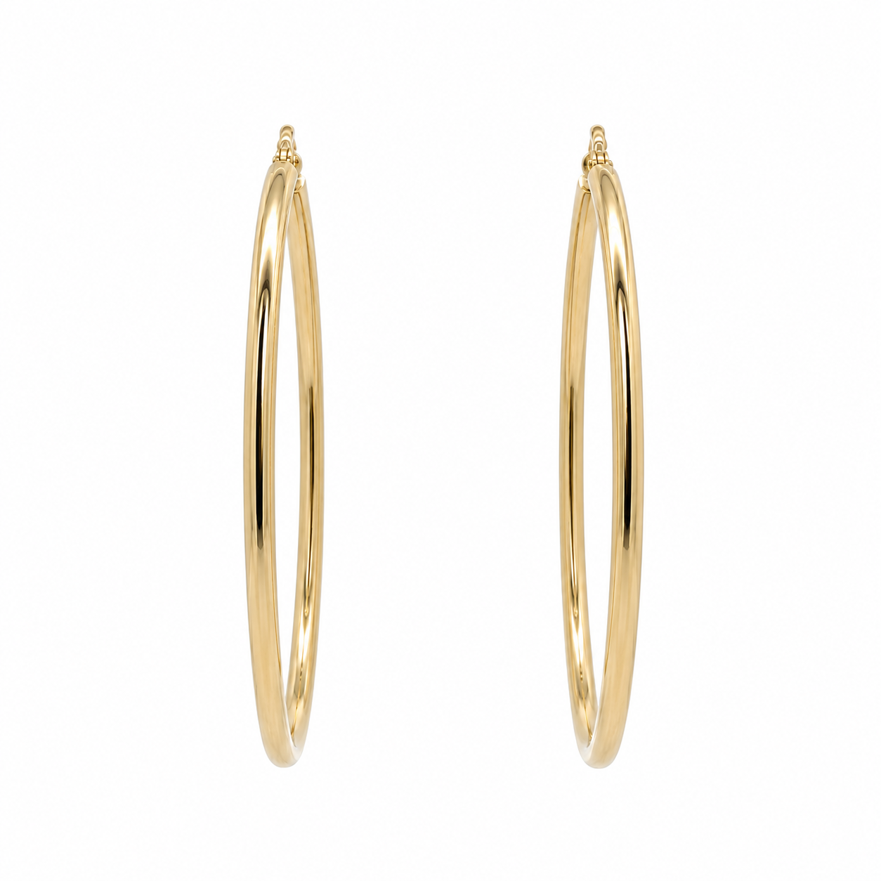10K Yellow Gold Simple Large Oval Hoop Earrings