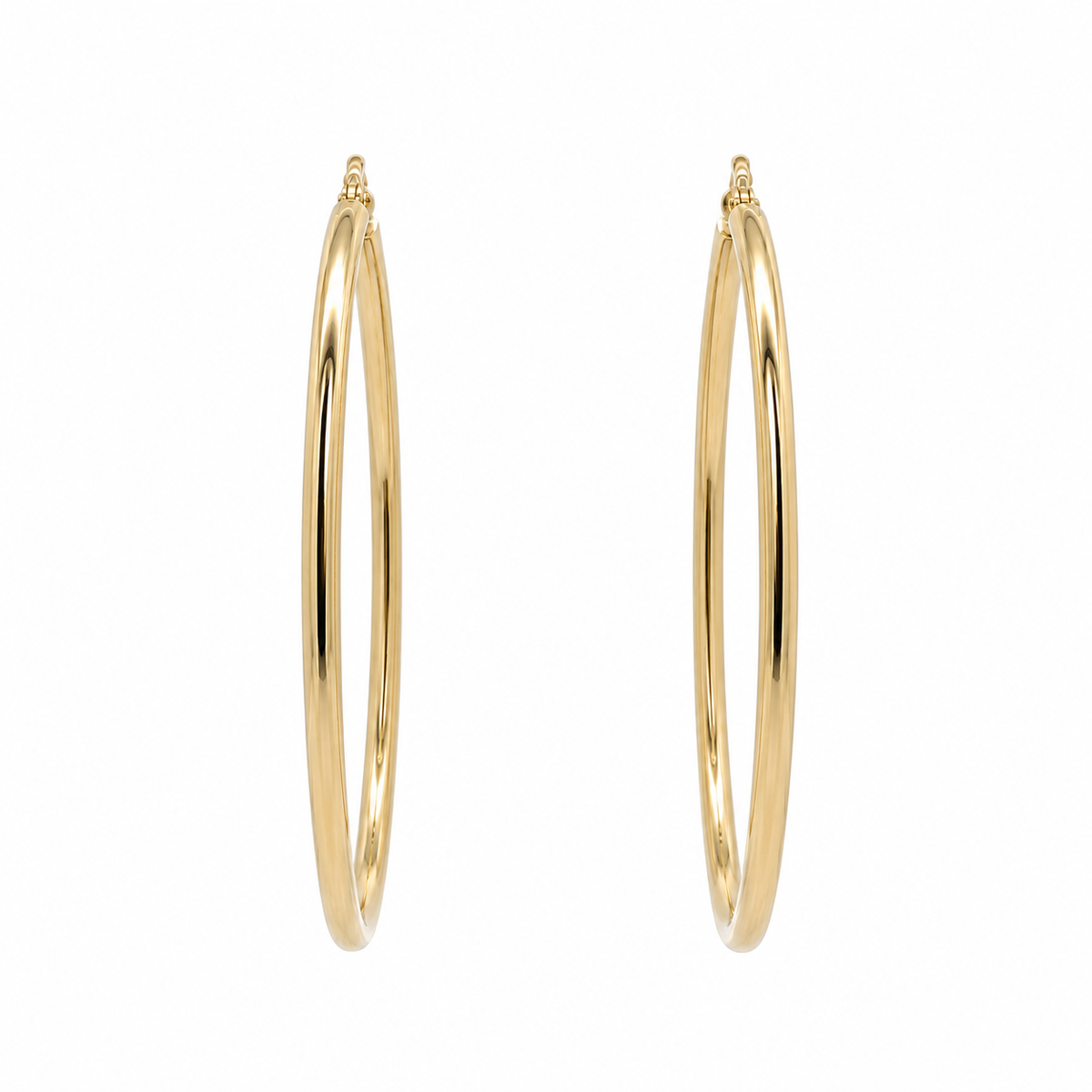 10K Yellow Gold Simple Large Oval Hoop Earrings
