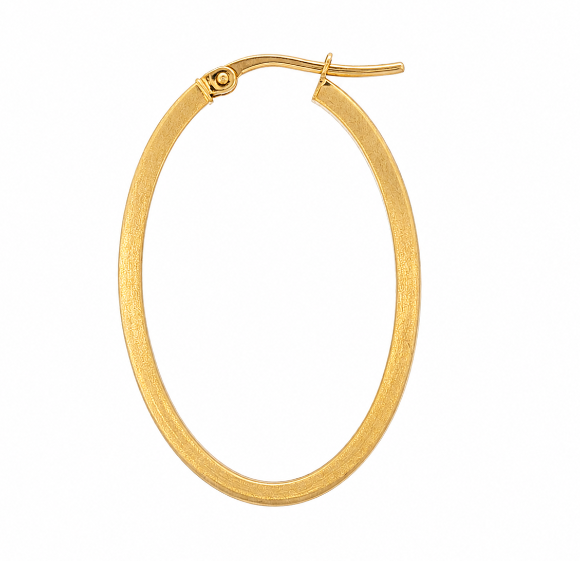 10K Yellow Gold 36mm Oval Hoop Earrings