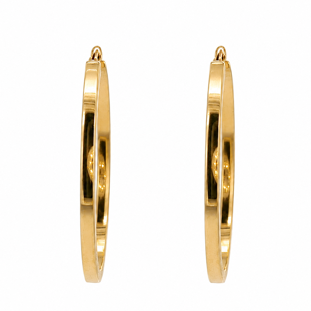 10K Yellow Gold 36mm Oval Hoop Earrings