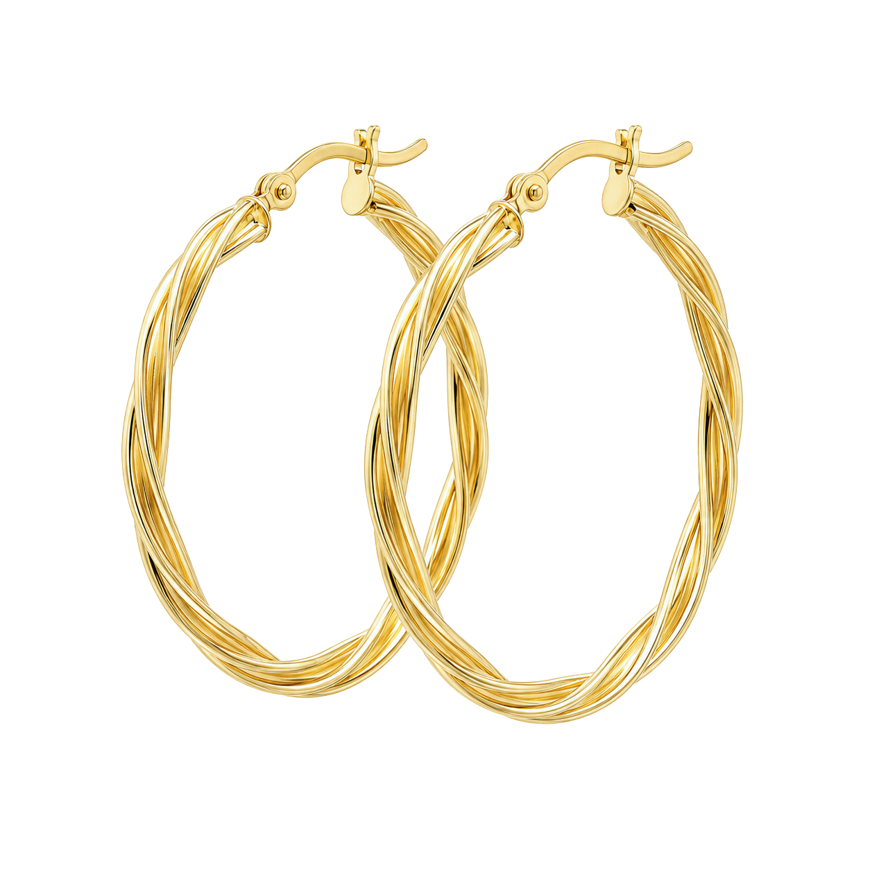 10K Twisted Yellow Gold Hoop Earrings