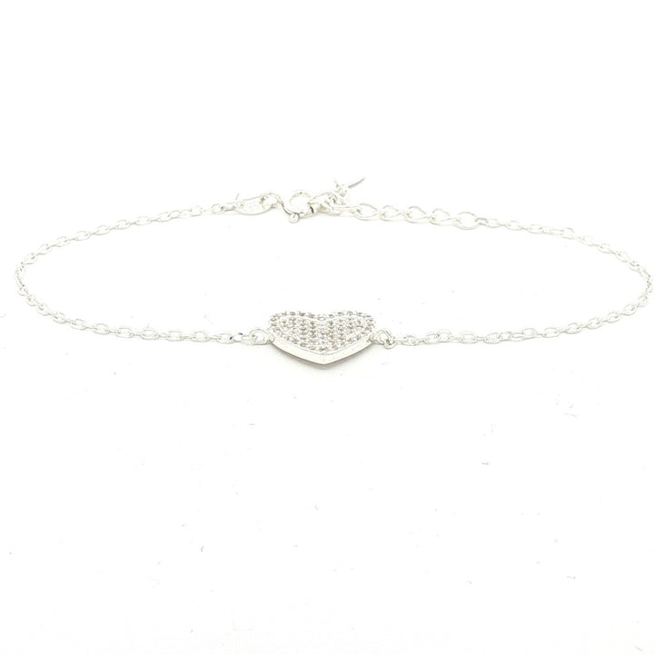 Pave Heart Charm Bracelet