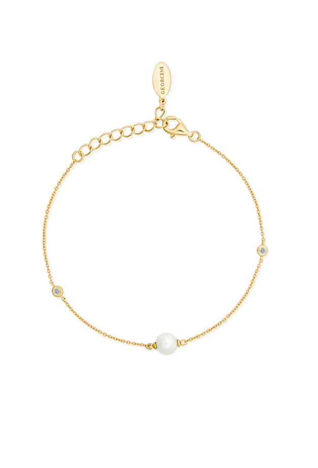 Pearl & Round CZ Station Bracelet