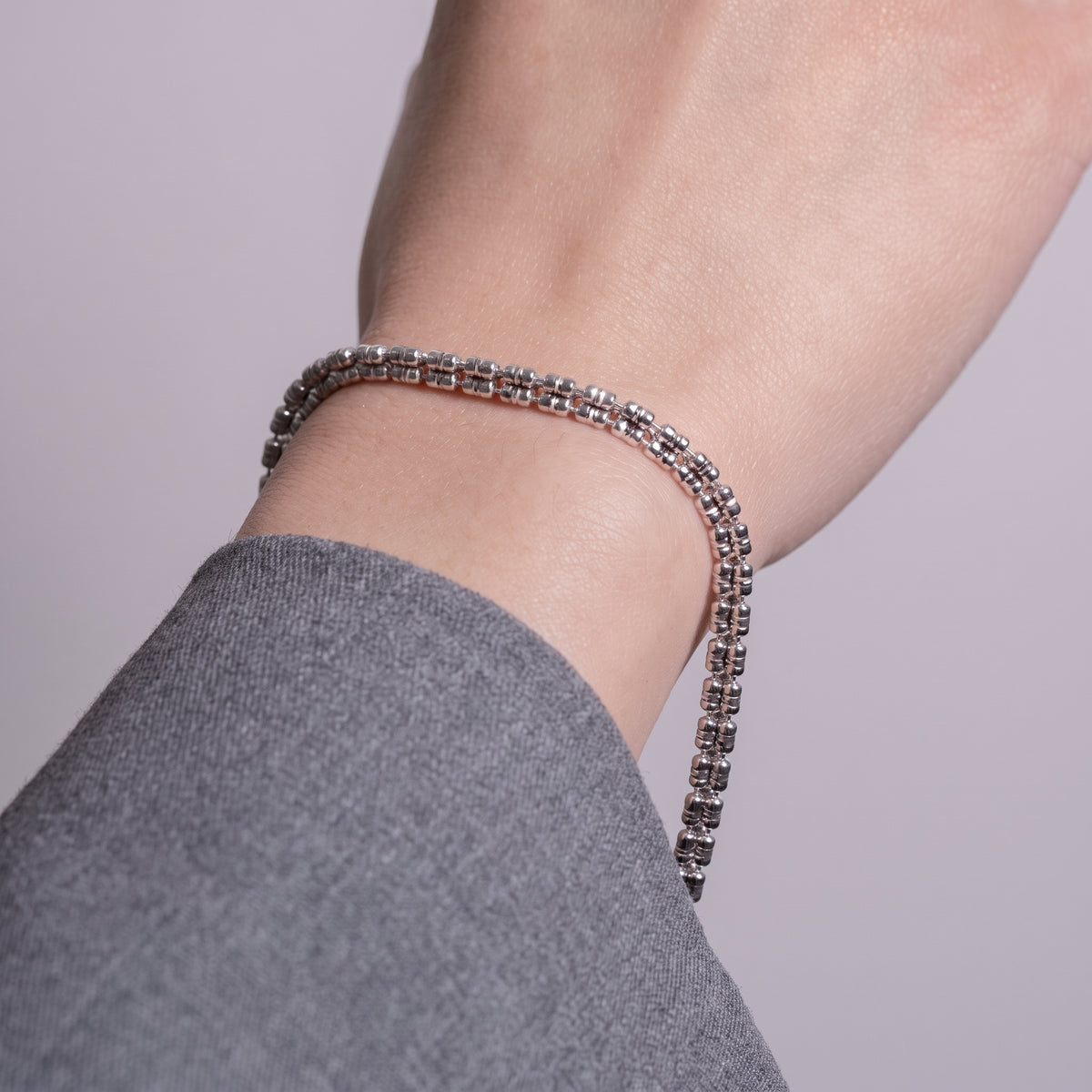 Fancy Ice Link Silver Bracelet, 7"