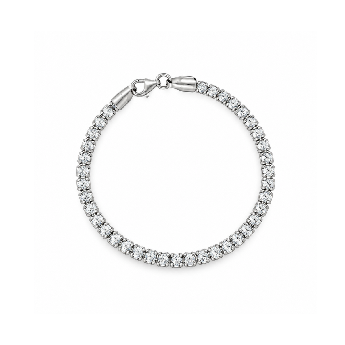 Fancy Ice Link Silver Bracelet, 7"