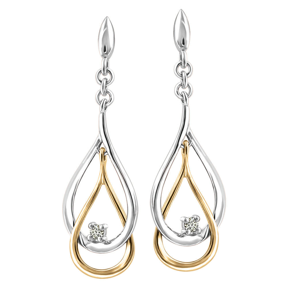 Forever Ice 10k Gold Drop Diamond Earrings, 0.06TDW