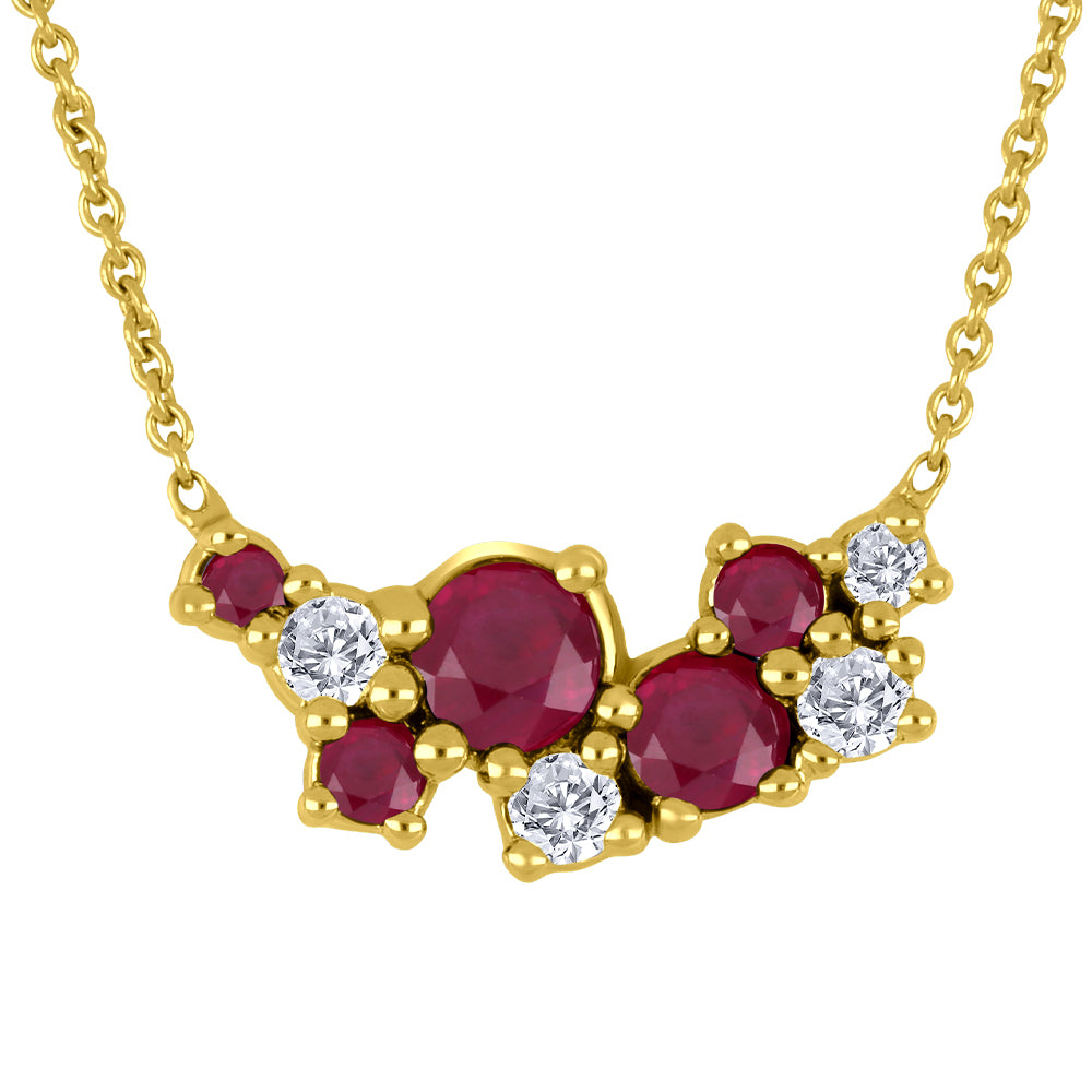Forever Ice 10K Yellow Gold Ruby & Canadian Diamond Cluster Pendant