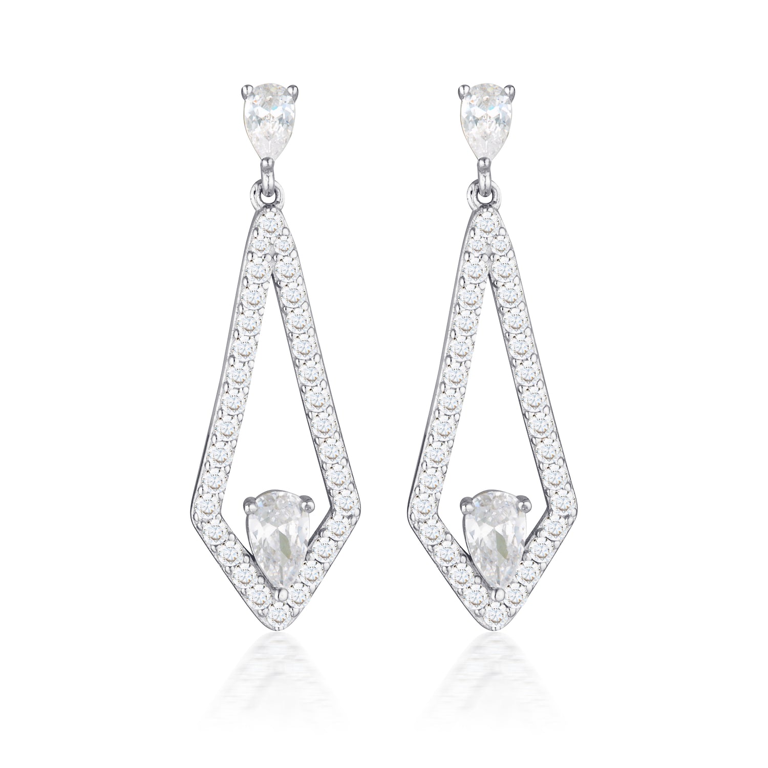 Reflection Evoke Rhodium-Plated Sterling Silver Shield Drop Earrings