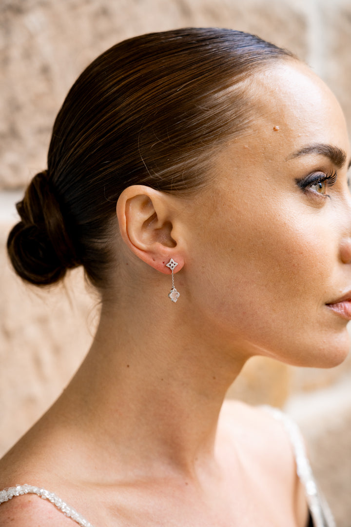 Fairwater MOP & CZ Clover Drop Earrings
