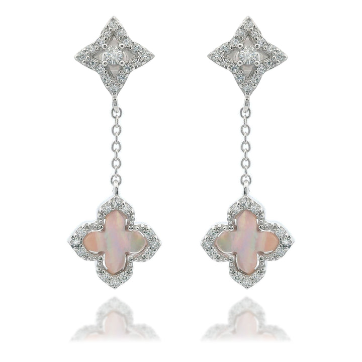 Fairwater MOP & CZ Clover Drop Earrings