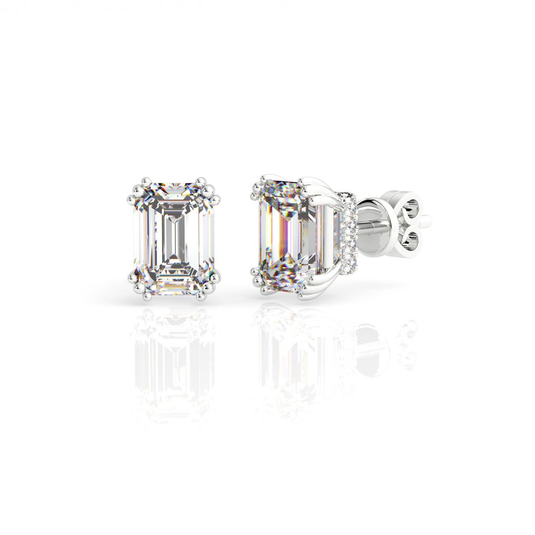Emerald Cut CZ Stud Earrings