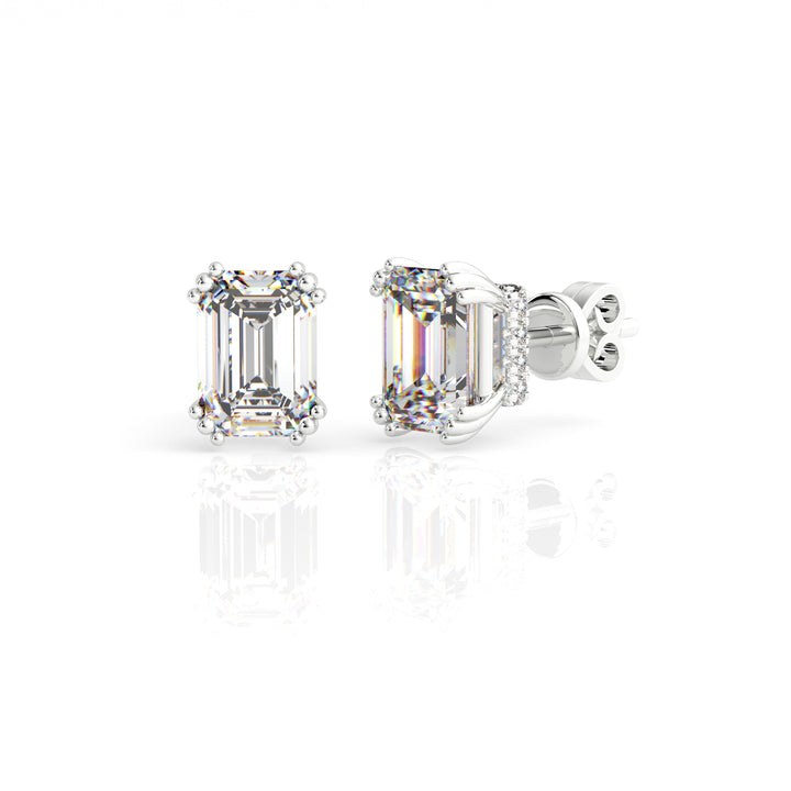Emerald Cut CZ Stud Earrings