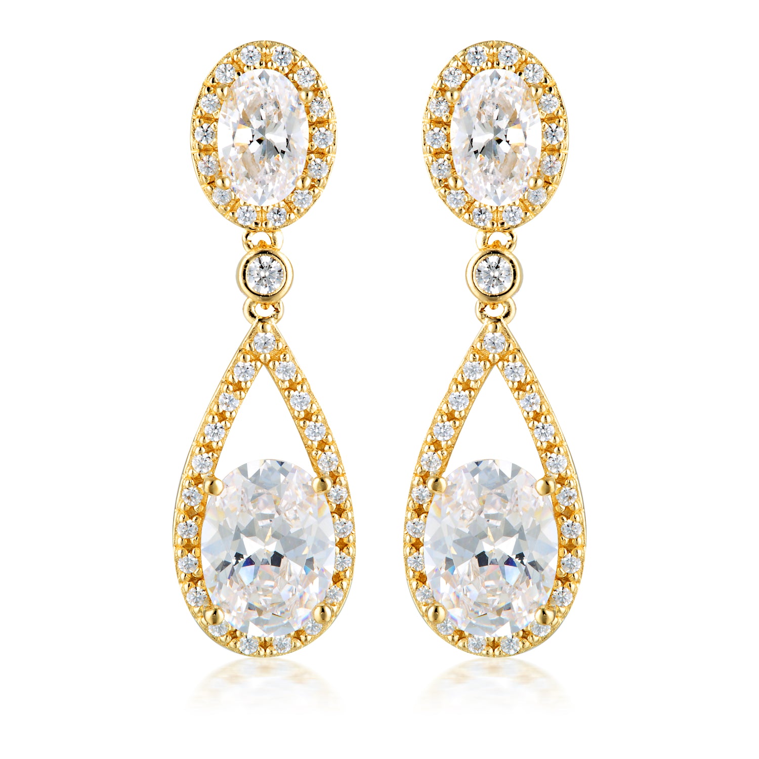 Aurora Radiance 18K Gold-Plated Oval Drop Earrings