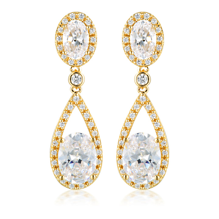 Aurora Radiance 18K Gold-Plated Oval Drop Earrings