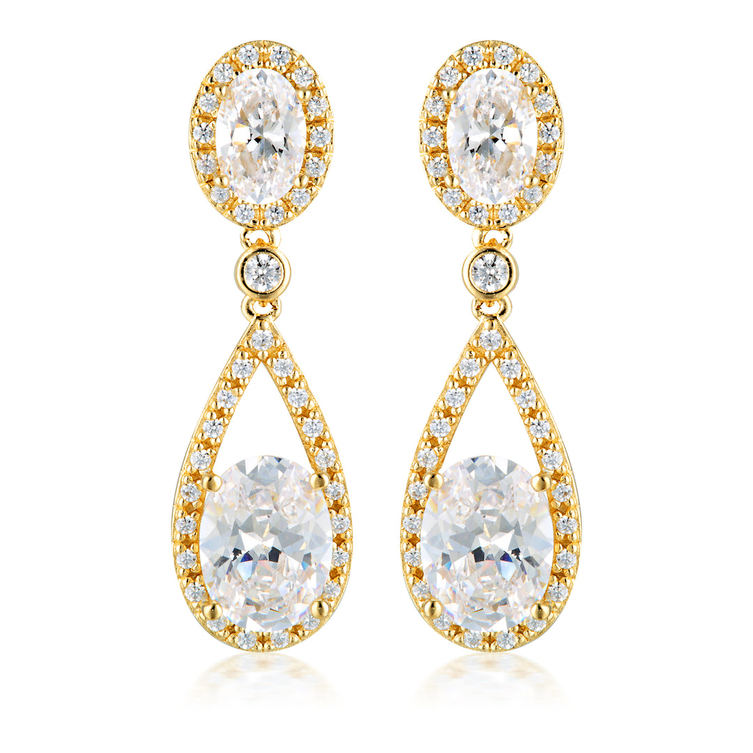 Aurora Radiance 18K Gold-Plated Oval Drop Earrings