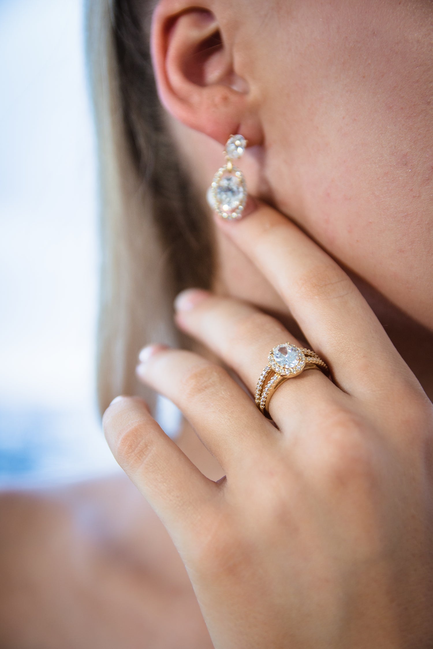 Aurora Radiance 18K Gold-Plated Oval Drop Earrings