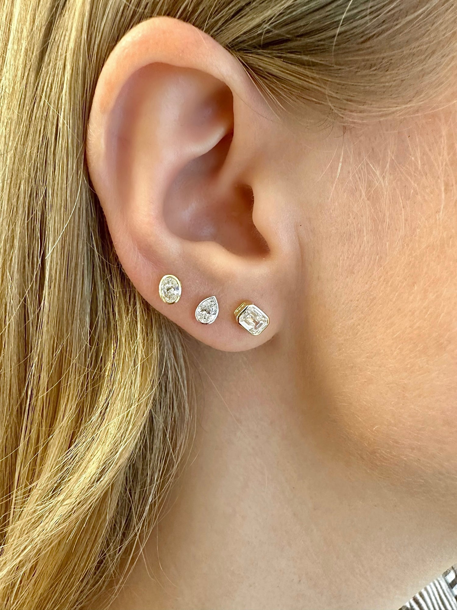 14K Oval  Stud Earrings, 0.50 TDW