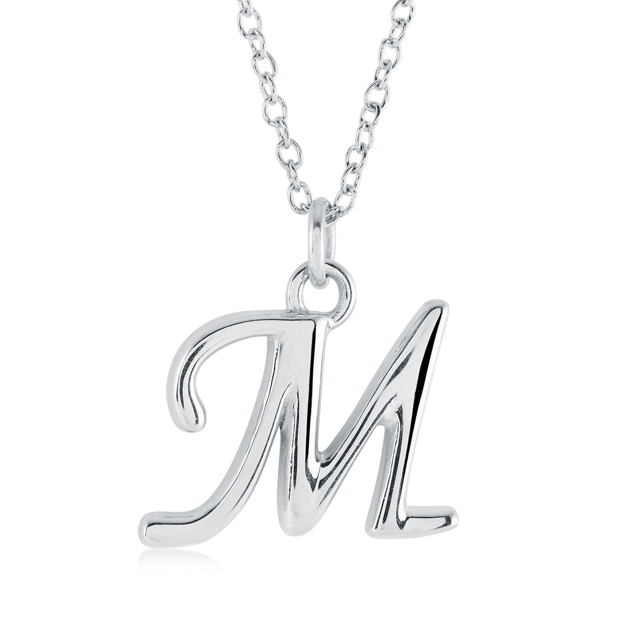 Initial 'M' Script, Stainless Steel
